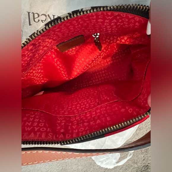 Pre owned Kate Spade Vintage Crossbody Canvas Bag in Brown/Off White/Red - Picture 5 of 9